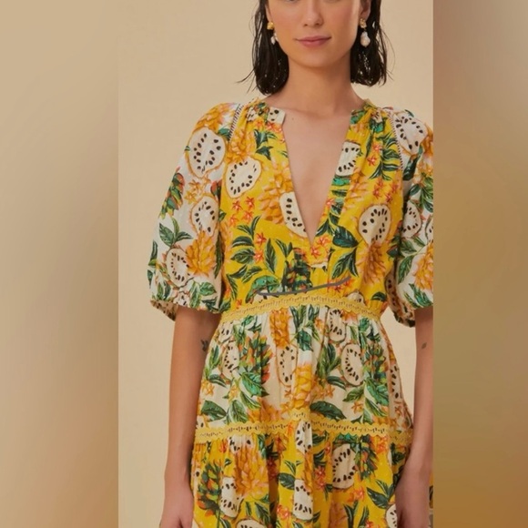 Farm Rio Yellow Biriba Mix Mini Dress - Picture 4 of 11